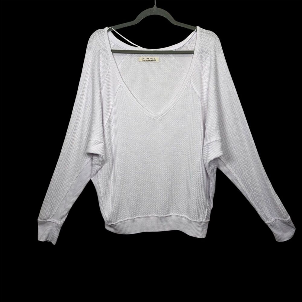 We the Free Santa Clara Thermal White Knit Oversized Shirt Size Medium Relaxed
